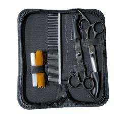 Set de 2 Tijeras Negras y Peine para Perros